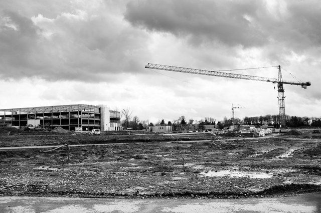 Baustelle zum Village Central des neuen Dorfes Elmen, das die SNHBM in Kehlen/Luxemburg baut