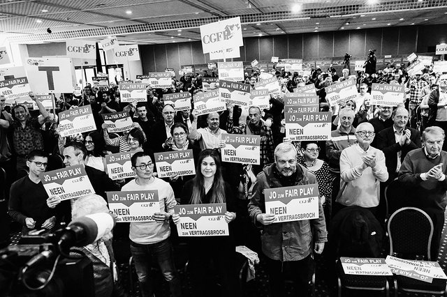 Bei der Protestaktion der CGFP im Parc Hotel Alvisse