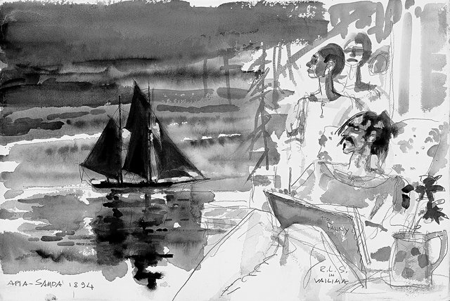 Zeichnung aus Robert Louis Stevenson à Valaima Apia