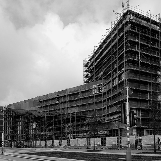 Die Baustelle der neuen Nationalbibliothe in Luxemburg-Kirchberg